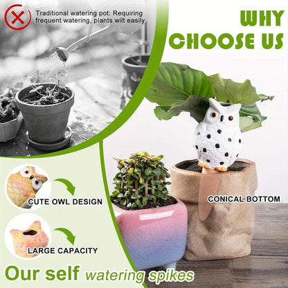 4pcs Self Watering Stake 4pcs Self Watering Owl Shaped Stake | Potted Plant Self Watering Spikes, Plant Care Tool Kit, Suitable for Indoor and Outdoor Plant